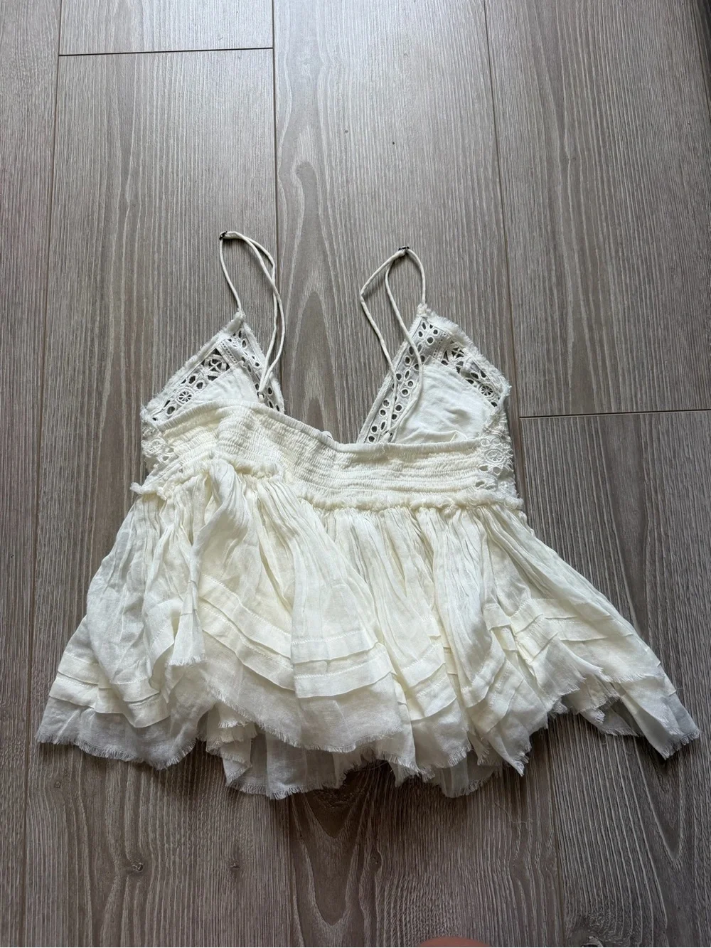 Free People Carrie Ruffled Eyelet Camisole Top white renfaire fairycore tiered